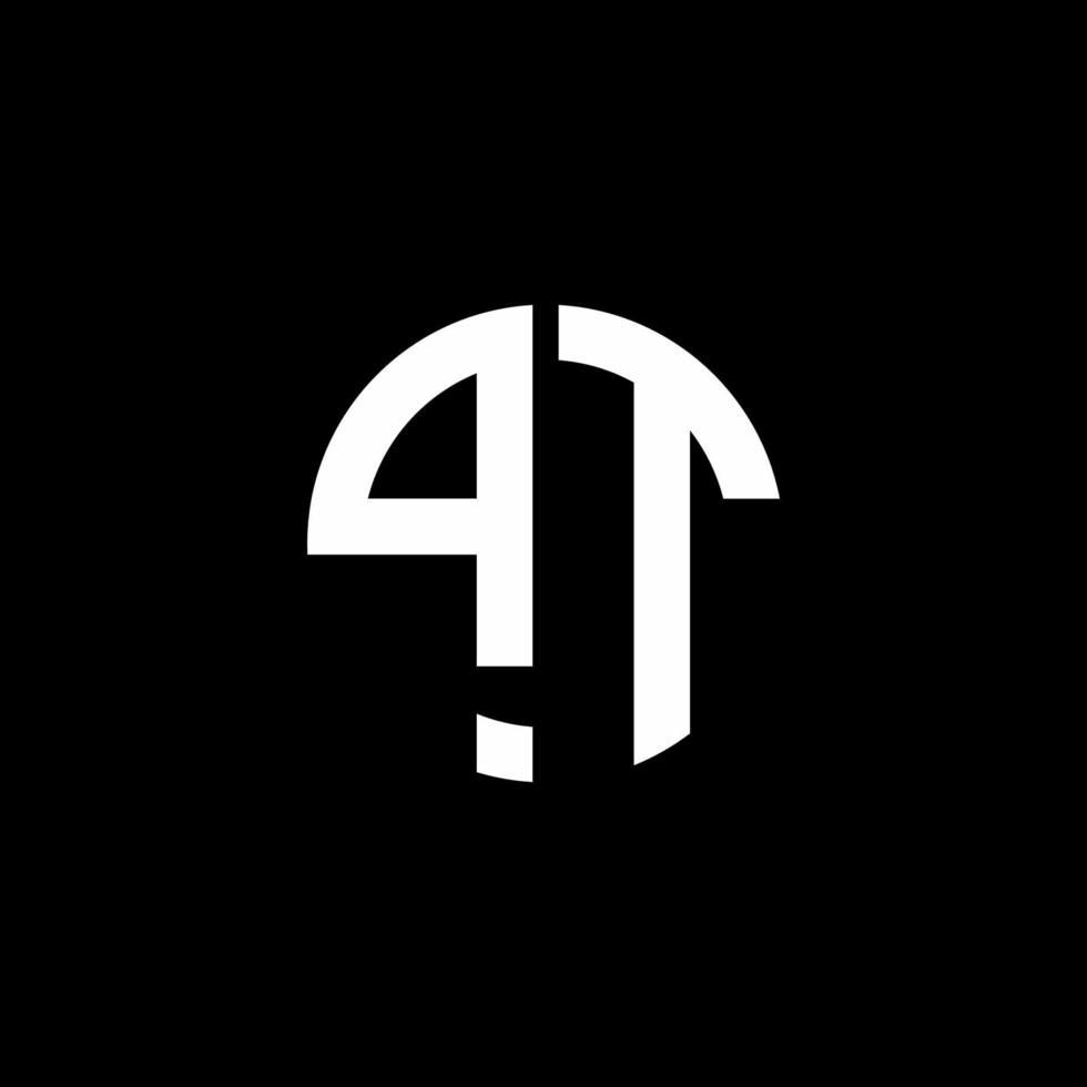PT monogram logo circle ribbon style design template vector