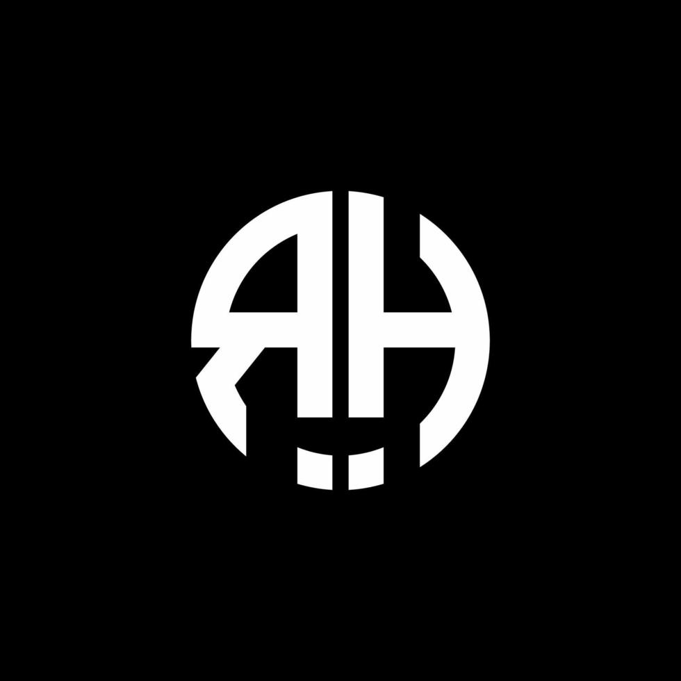 RH monogram logo circle ribbon style design template vector