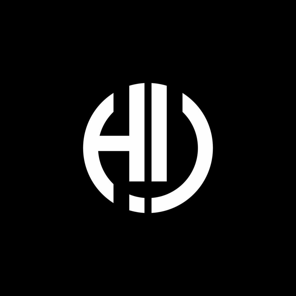 HU monogram logo circle ribbon style design template vector