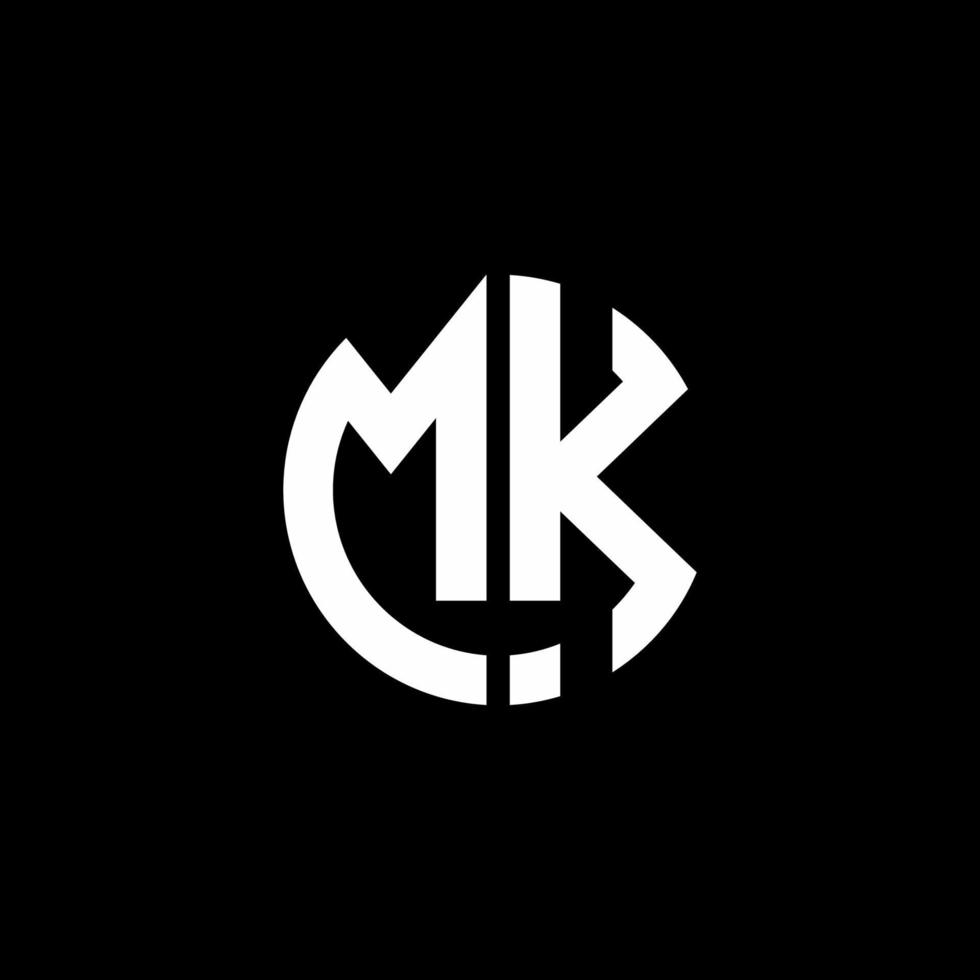 plantilla de diseño de estilo de cinta de círculo de logotipo de monograma mk vector