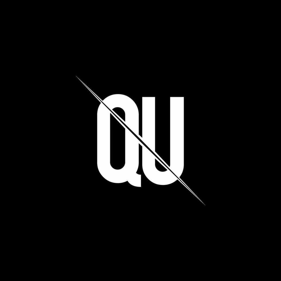 QU logo monogram with slash style design template vector