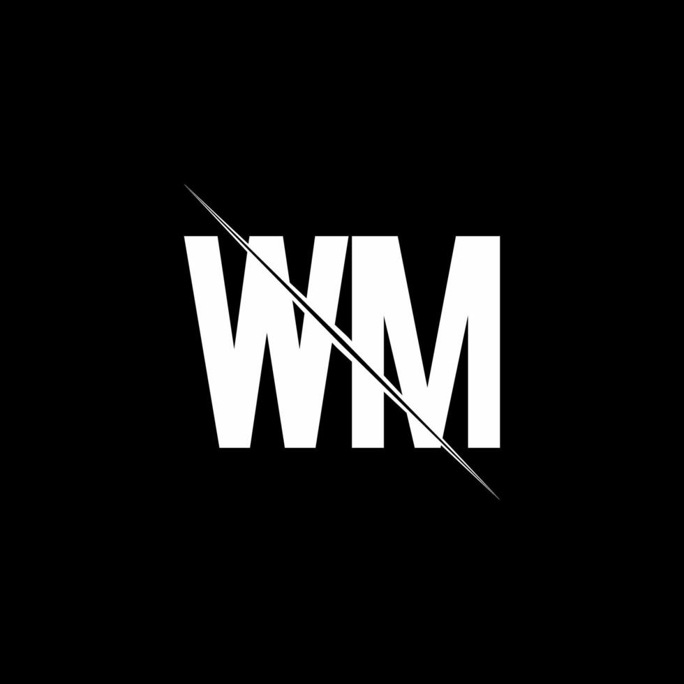 WM logo monogram with slash style design template vector