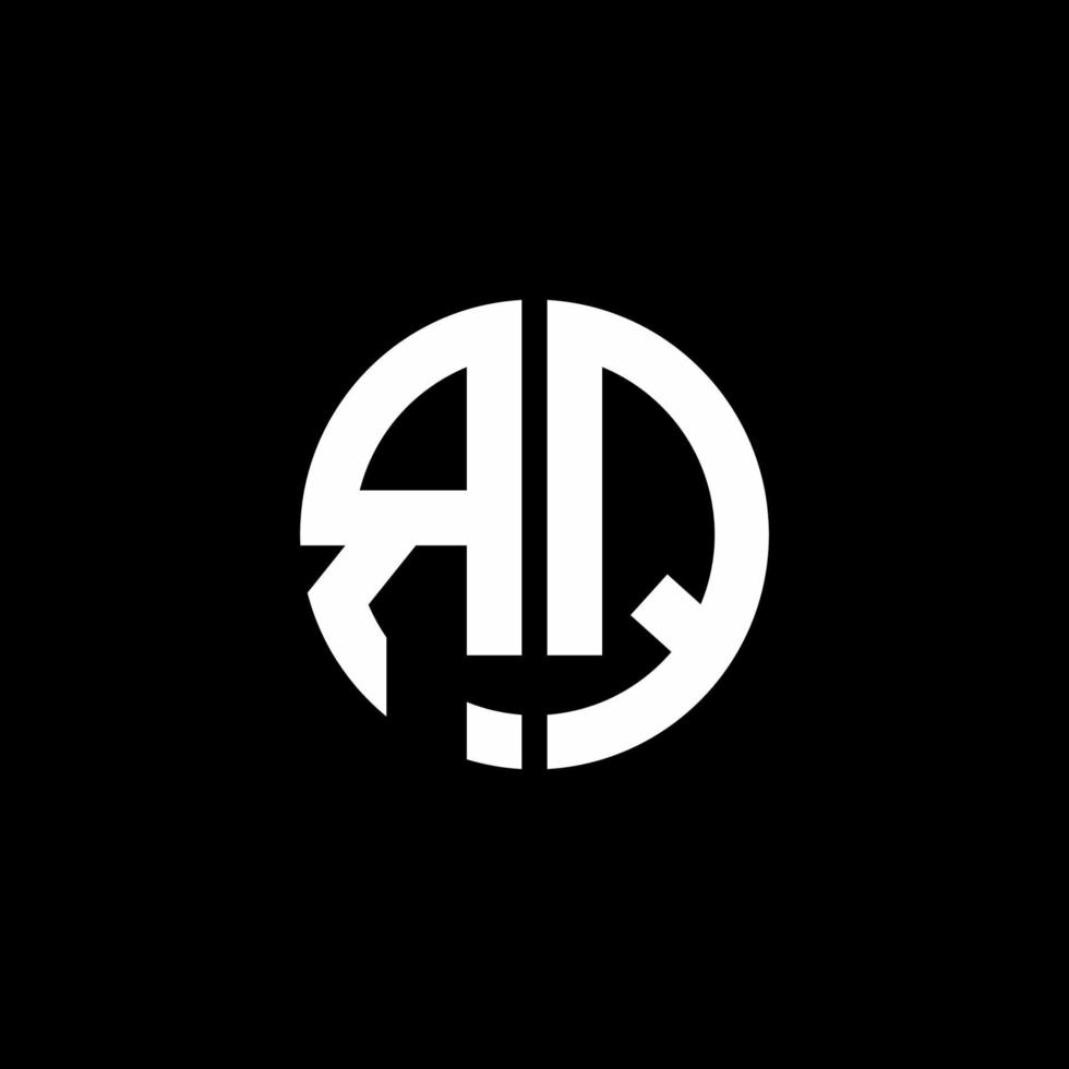 RQ monogram logo circle ribbon style design template vector