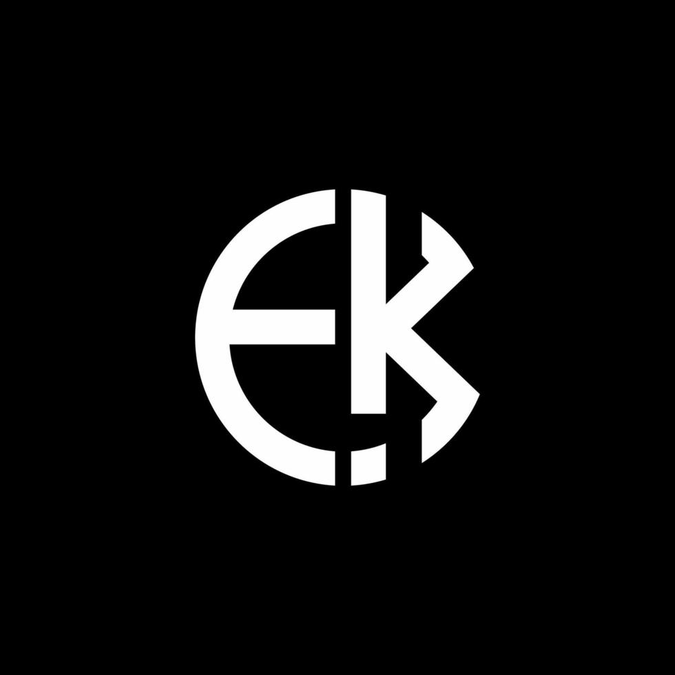 EK monogram logo circle ribbon style design template vector