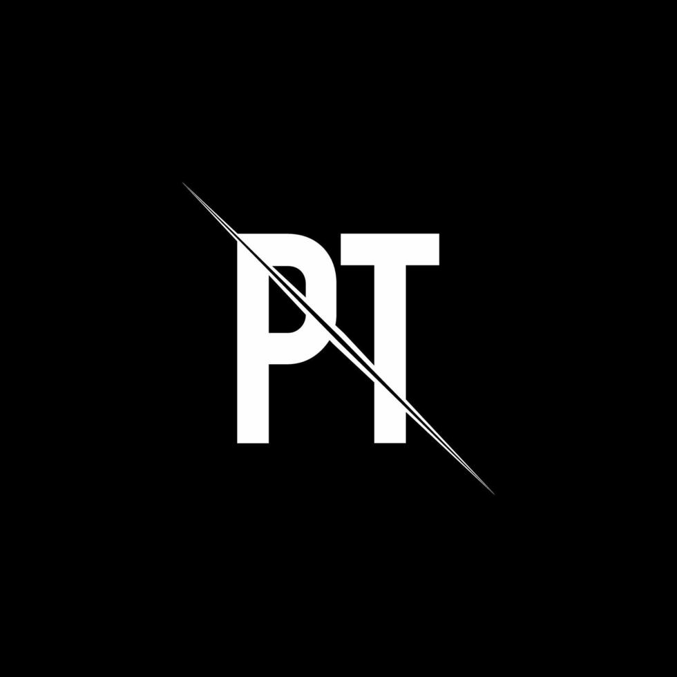 PT logo monogram with slash style design template vector