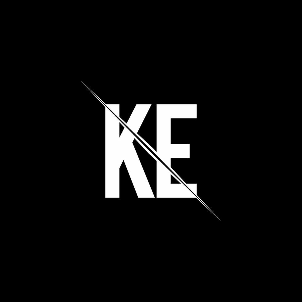 KE logo monogram with slash style design template vector