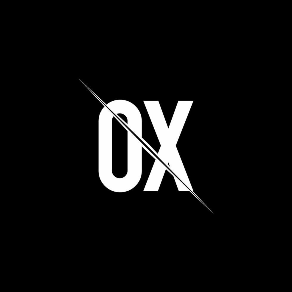 OX logo monogram with slash style design template vector