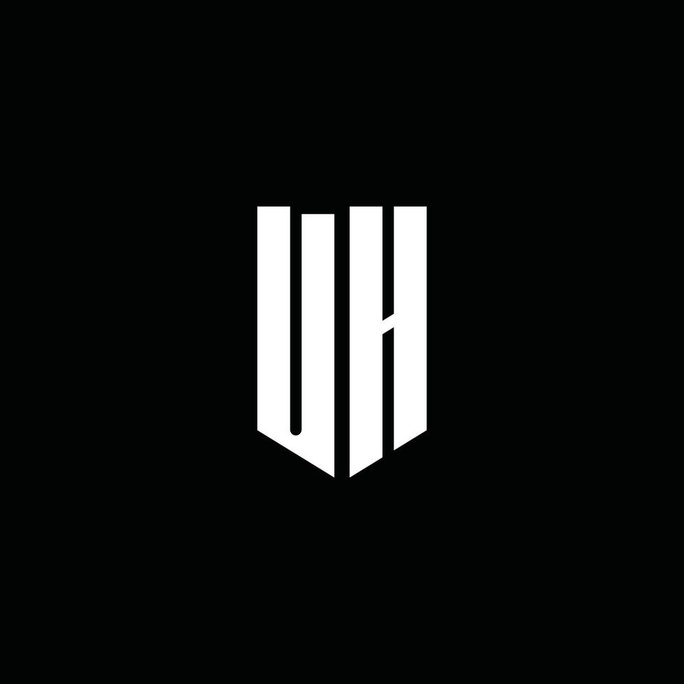 UH logo monogram with emblem style isolated on black background vector