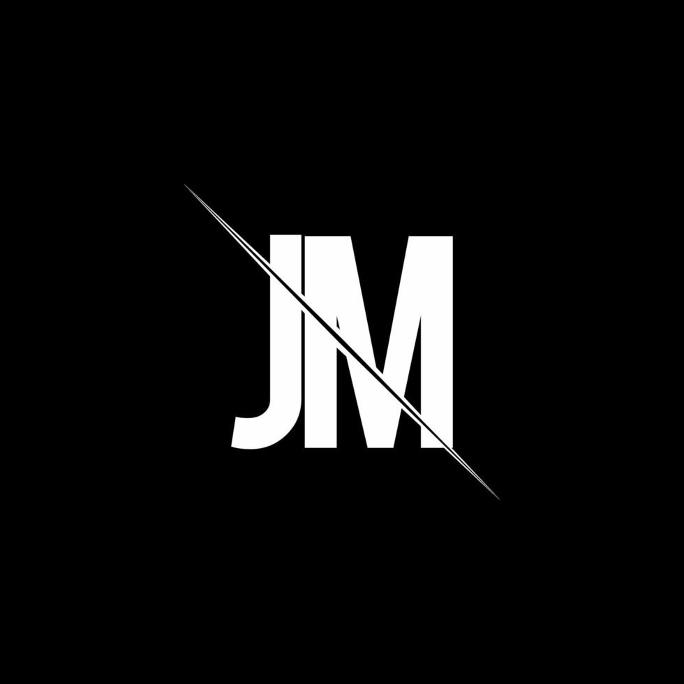 JM logo monogram with slash style design template vector