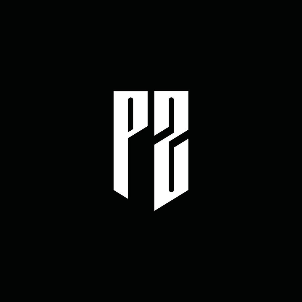 PZ logo monogram with emblem style isolated on black background vector