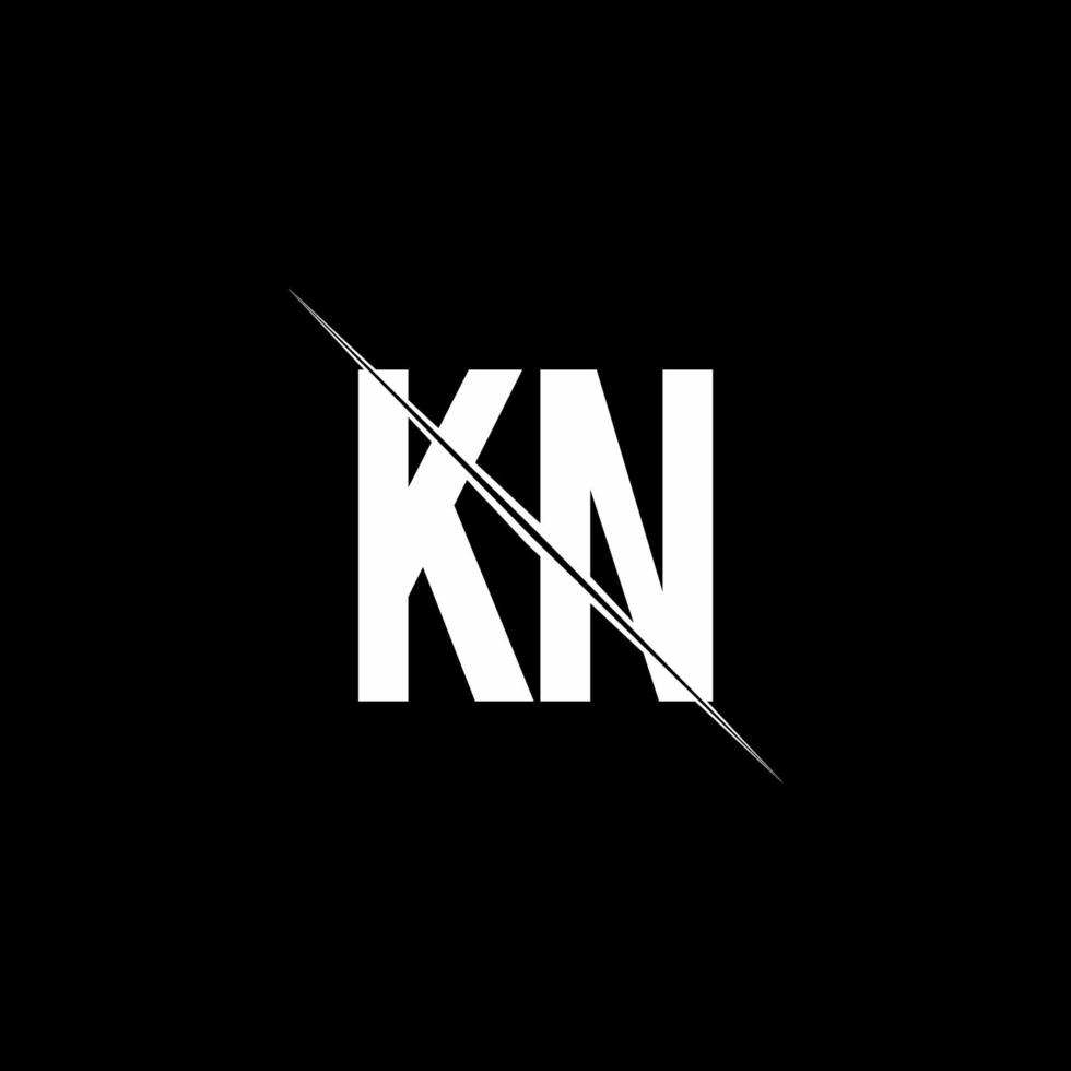 KN logo monogram with slash style design template vector