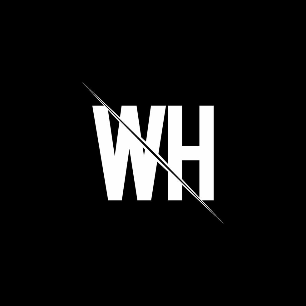 Wh logo monograma con plantilla de diseño de estilo de barra vector