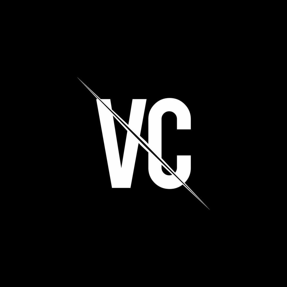 VC logo monogram with slash style design template vector