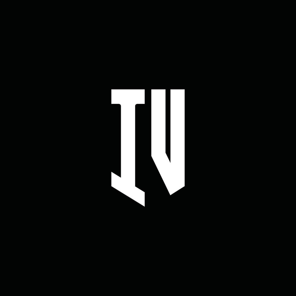 IV logo monogram with emblem style isolated on black background vector
