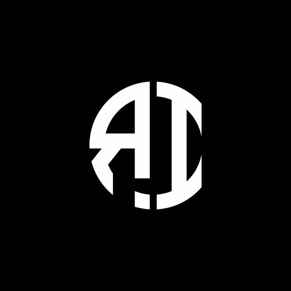 RI monogram logo circle ribbon style design template vector