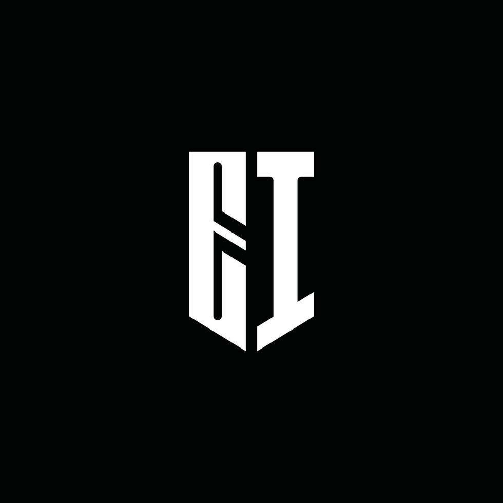 EI logo monogram with emblem style isolated on black background vector