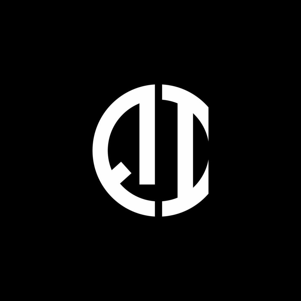 plantilla de diseño de estilo de cinta de círculo de logotipo de monograma qi vector