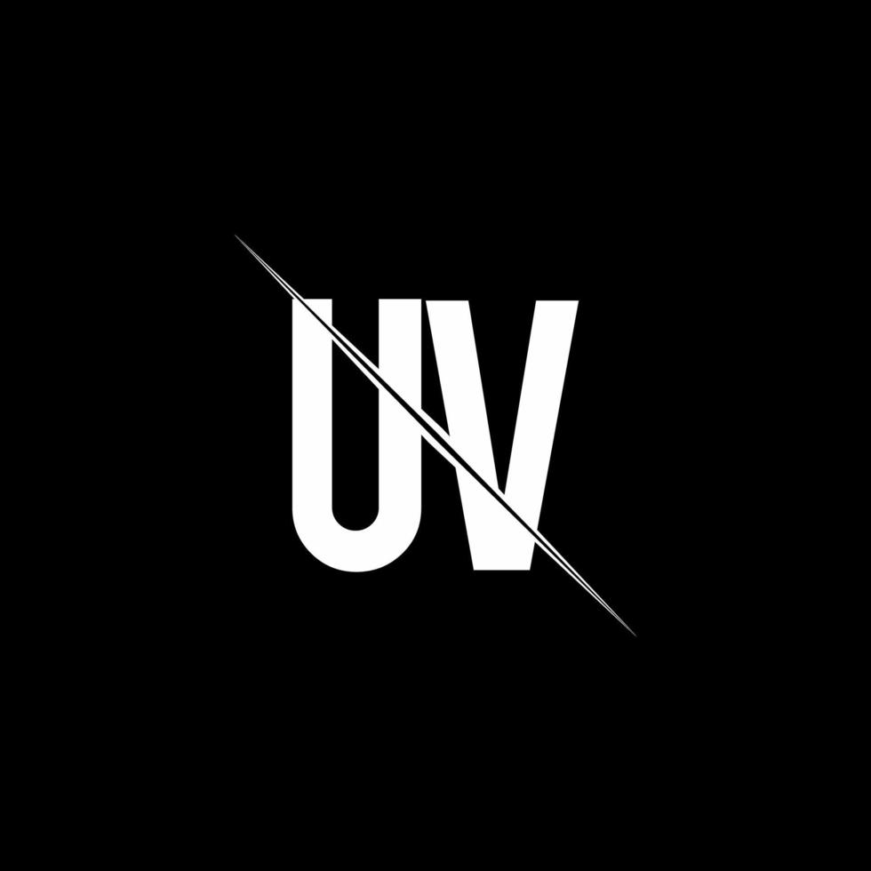 UV logo monogram with slash style design template vector