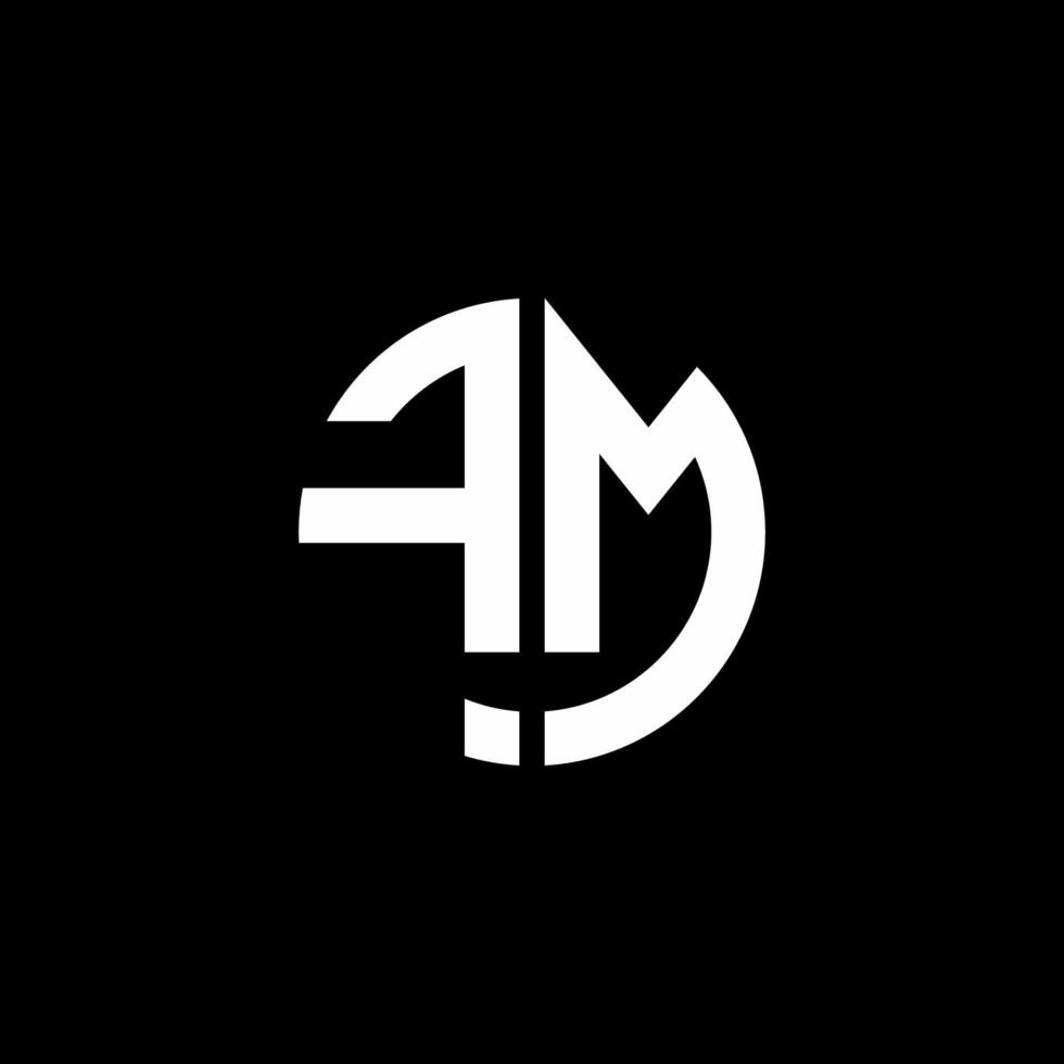 FM monogram logo circle ribbon style design template vector