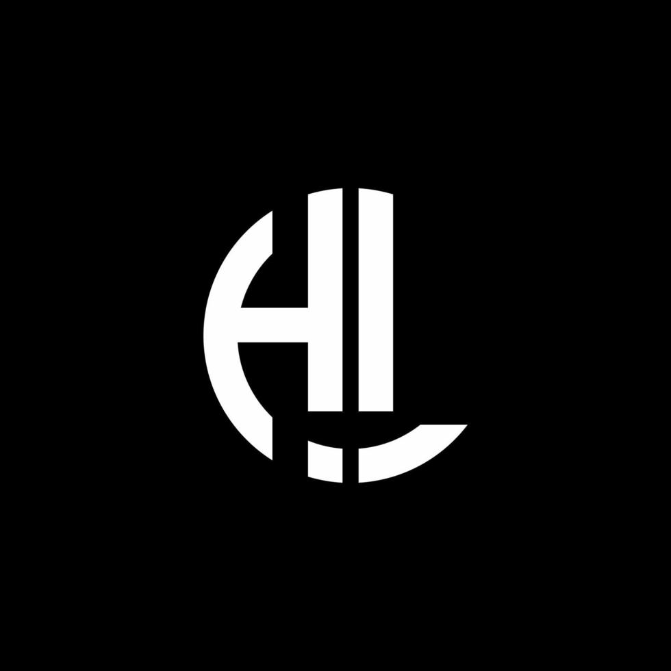 HL monogram logo circle ribbon style design template vector