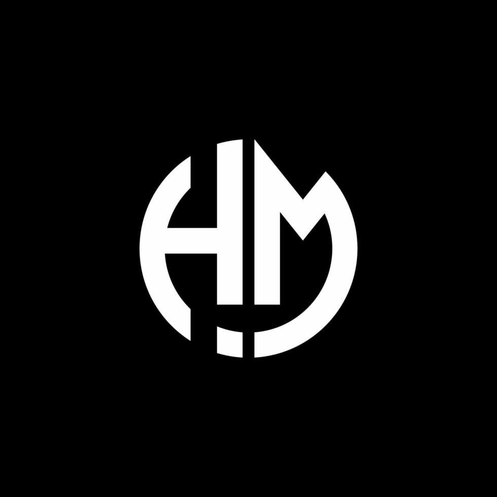 plantilla de diseño de estilo de cinta de círculo de logotipo de monograma hm vector