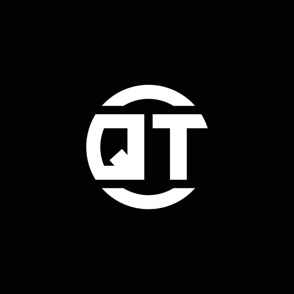 Qt logo monogram aislado en la plantilla de diseño de elementos circulares vector