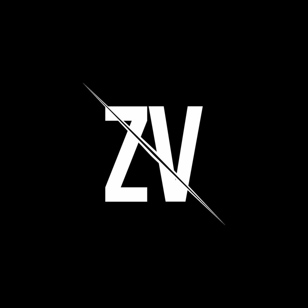 ZV logo monogram with slash style design template vector