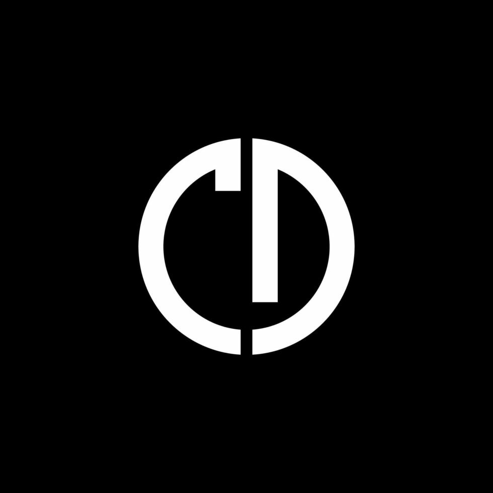 CD monogram logo circle ribbon style design template vector