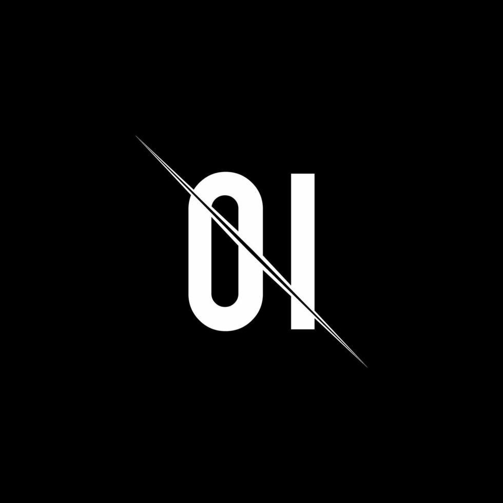 OI logo monogram with slash style design template vector