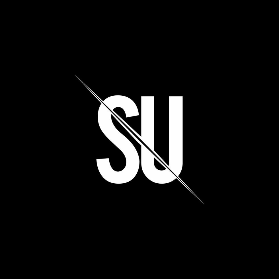 SU logo monogram with slash style design template vector