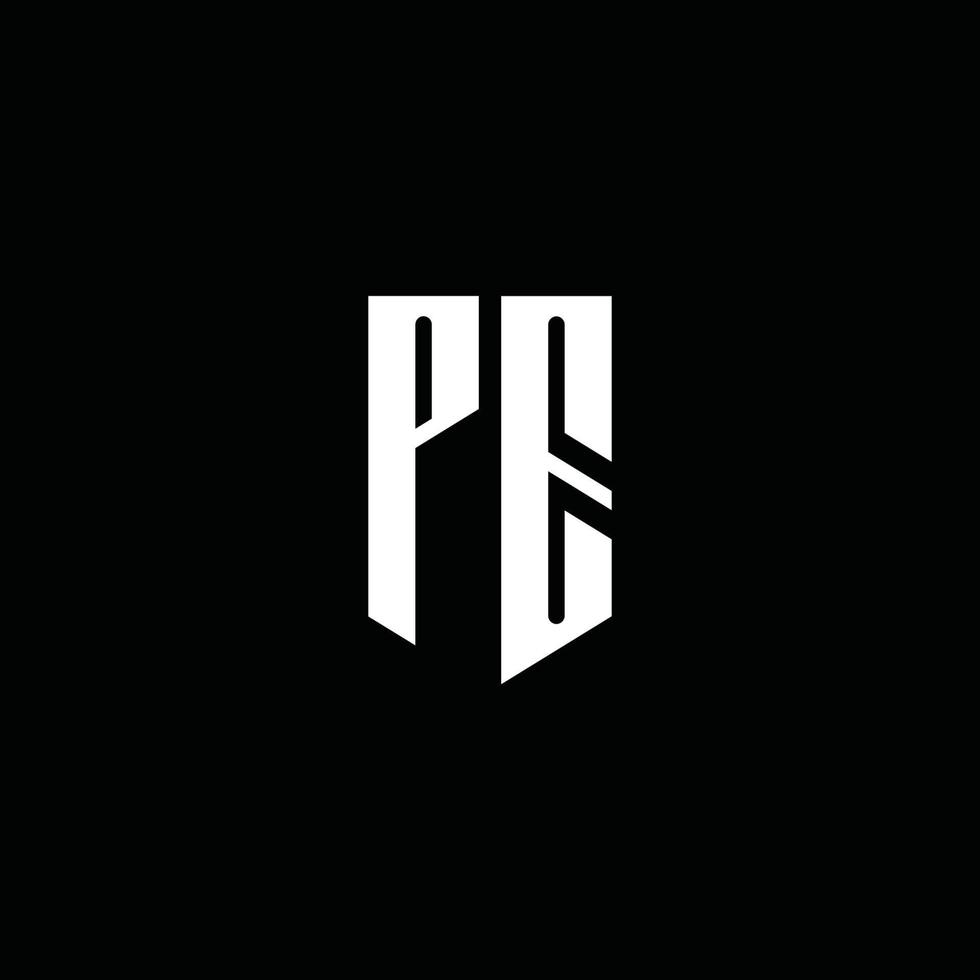 PE logo monogram with emblem style isolated on black background vector