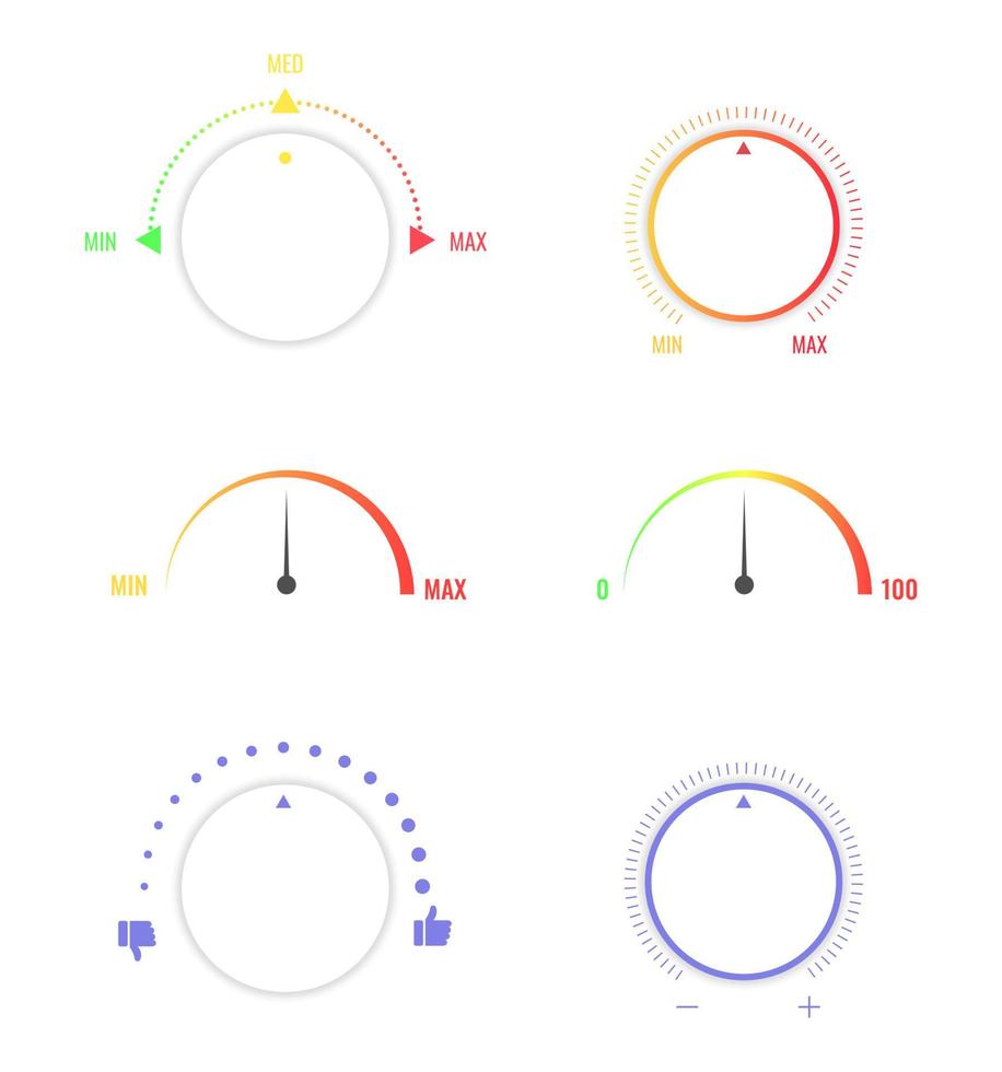 Speed, Gauge and customer satisfaction level indicator set vector