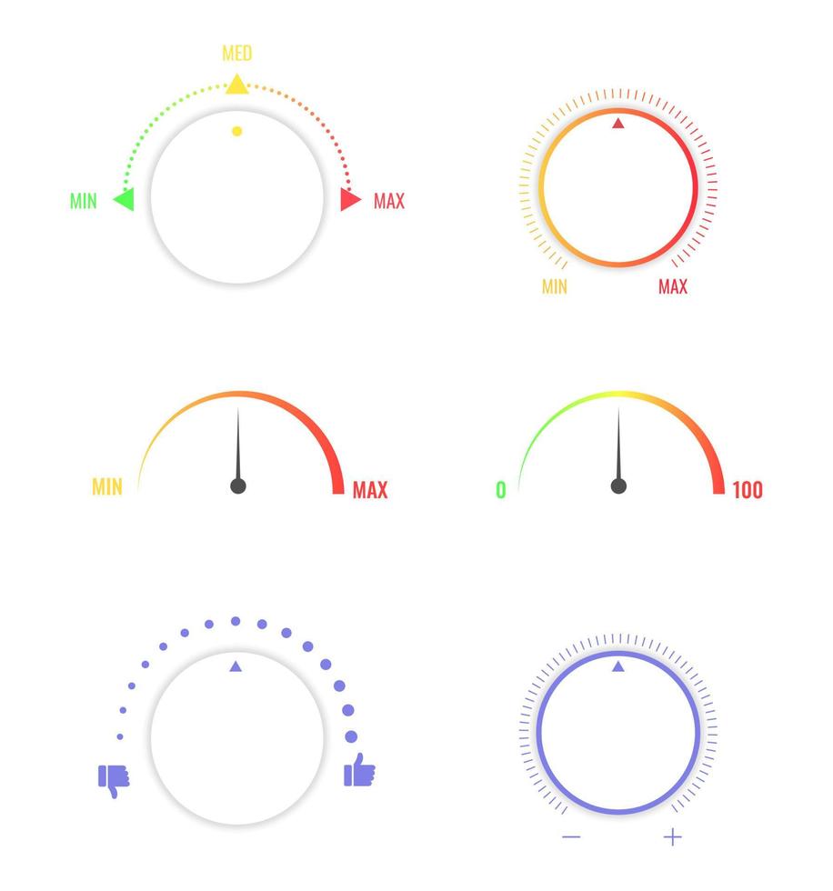 conjunto de indicadores de velocidad, calibre y nivel de satisfacción del cliente vector