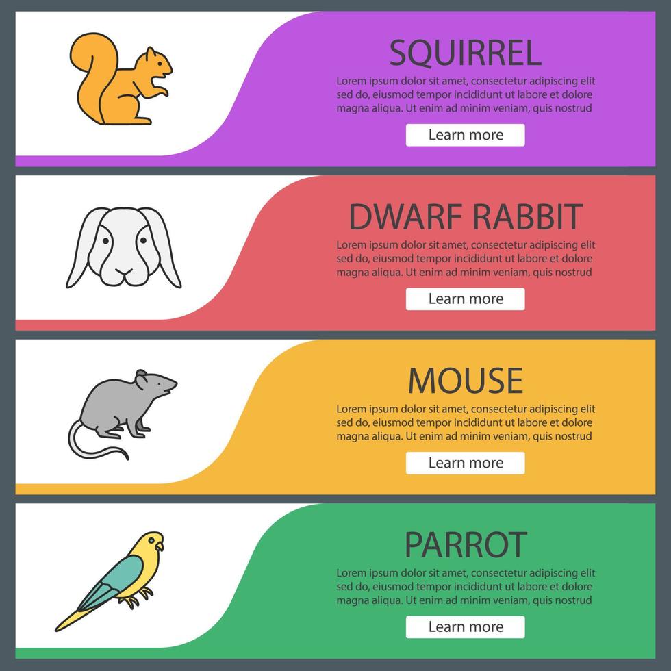 Pets web banner templates set vector