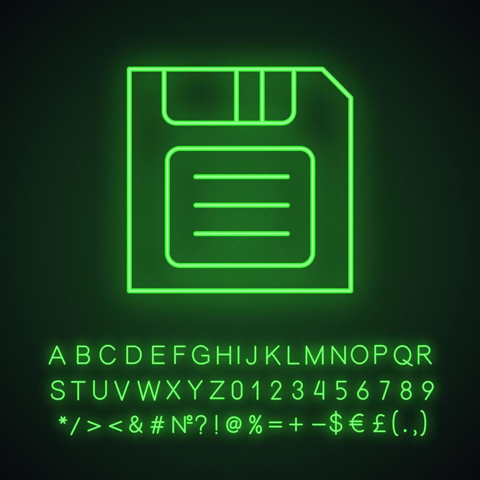 Save button neon light icon vector