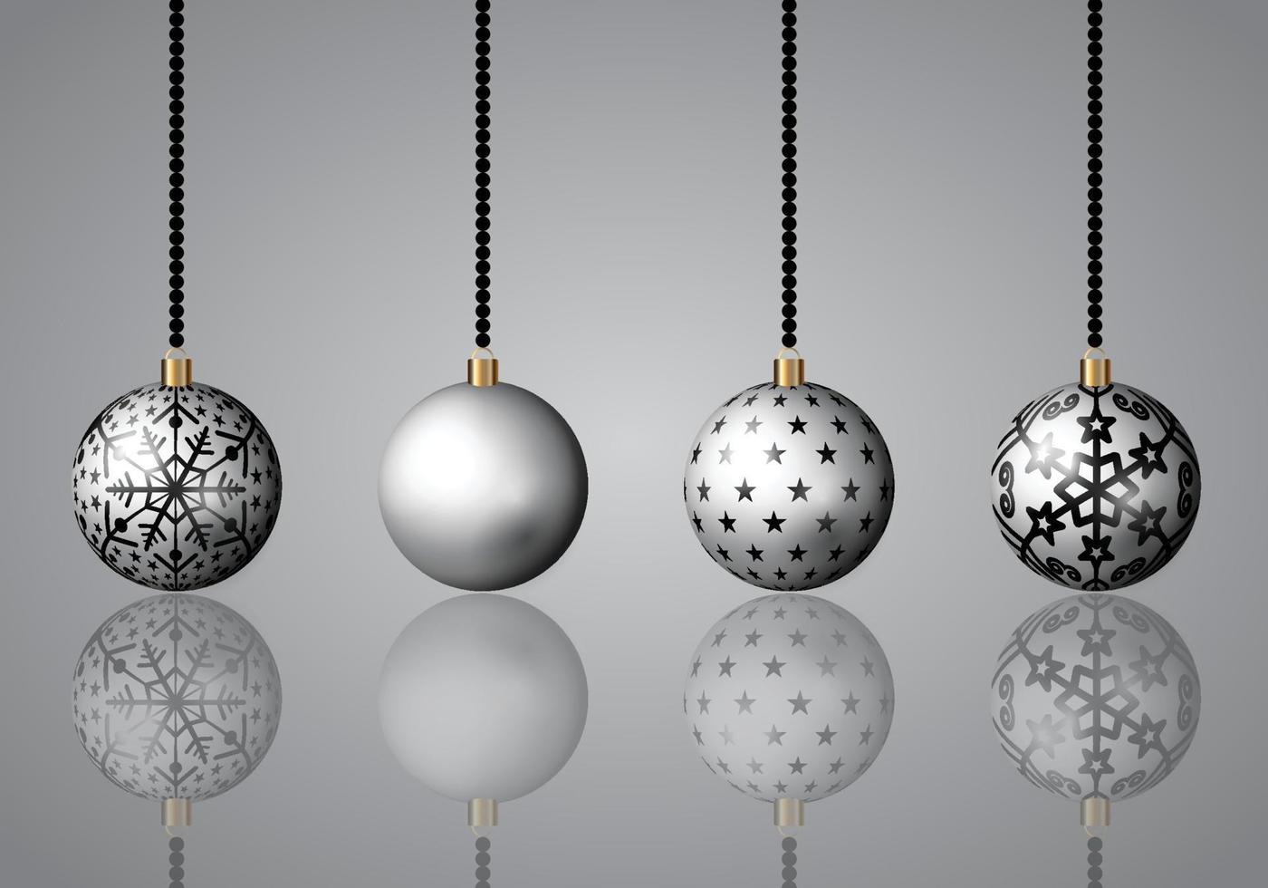 Silver Christmas Ornaments vector