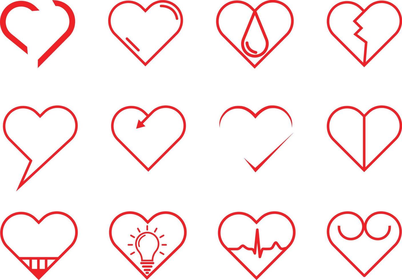 Outline vector hearts collection