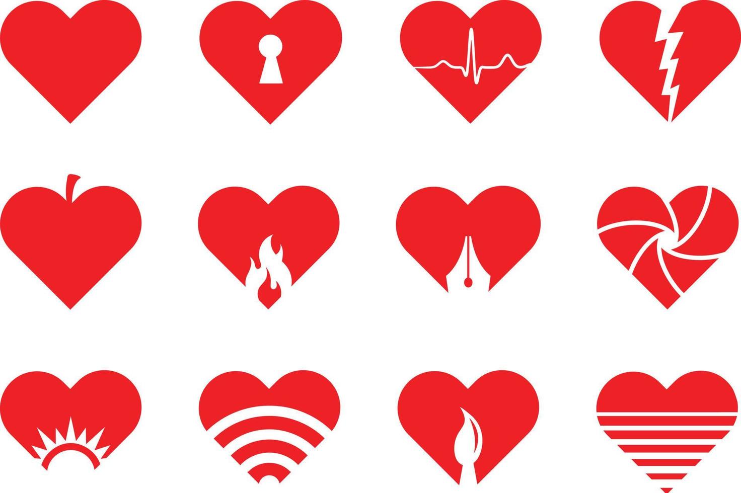 colección de corazones vectoriales versátil para iconos y logotipos vector