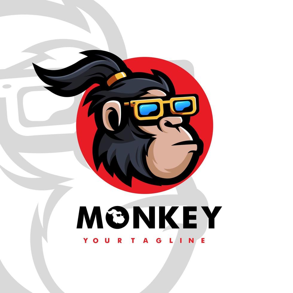 Funky monkey mascot logo design illustration vector isolated on white background