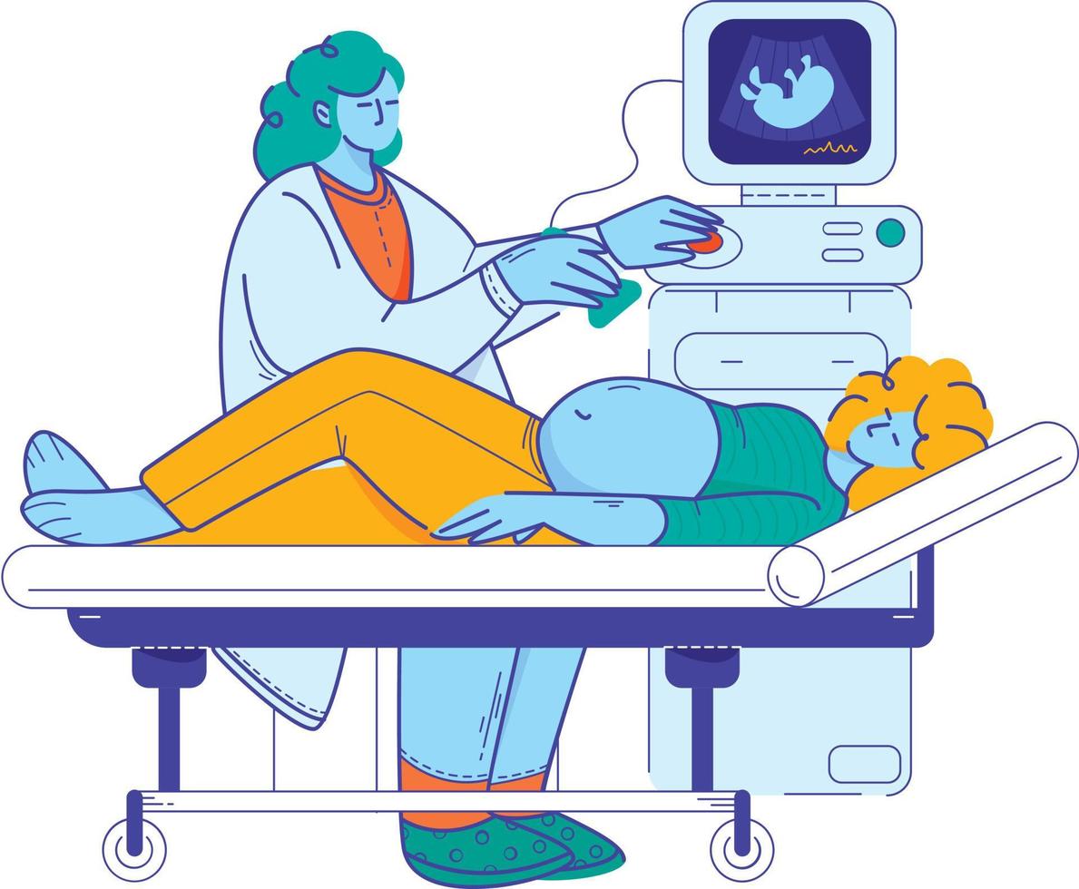 Sonographer examining patient vector