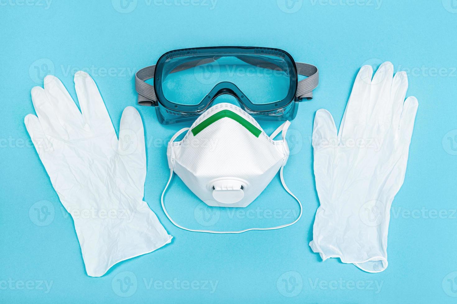 Safety equipment. Safety mask, protective gloves and glasses photo