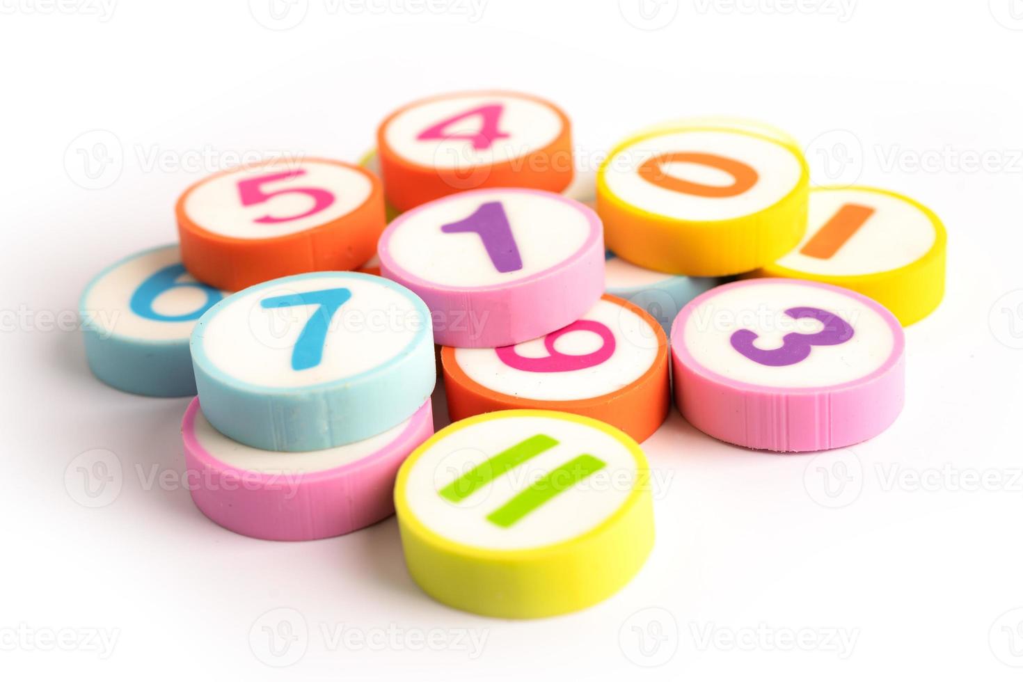 Math number colorful on white background, education study mathematics learning teach concept. photo