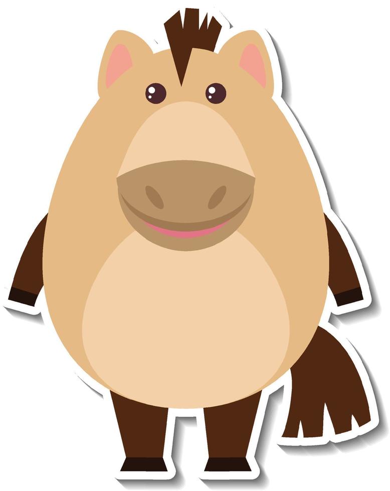 Chubby donkey animal cartoon sticker vector