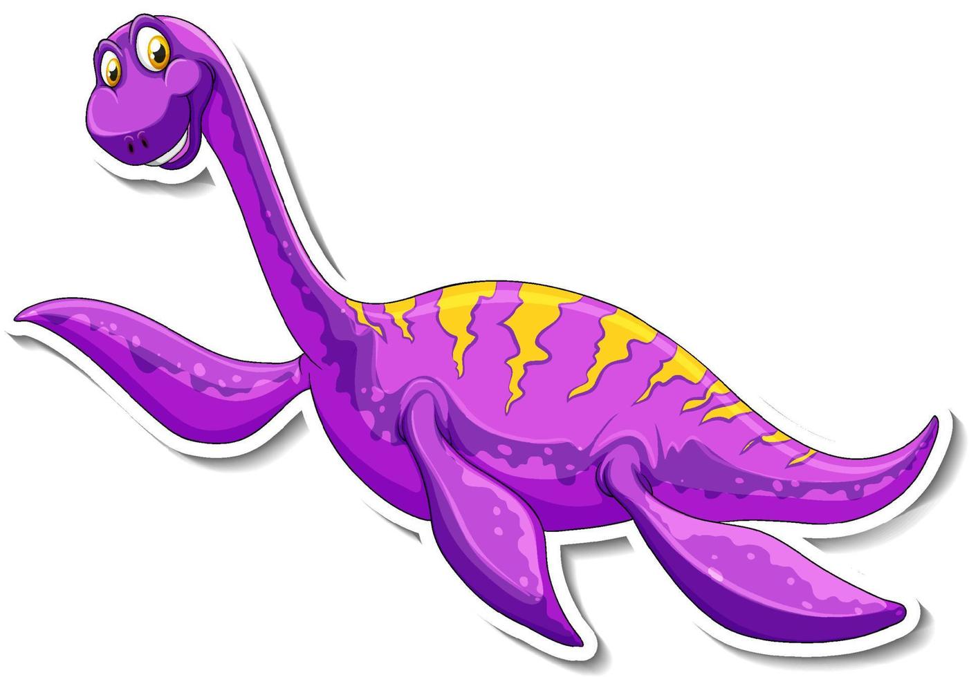 Elasmosaurus dinosaur cartoon character sticker vector