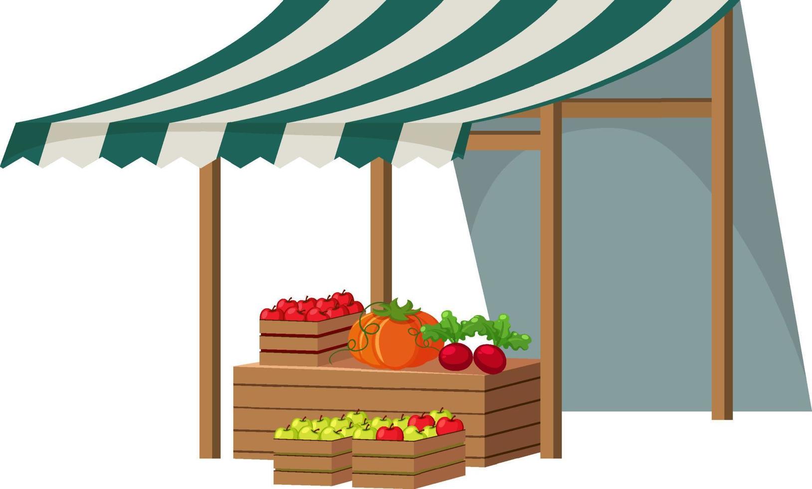 Fruit store with striped canvas roof vector