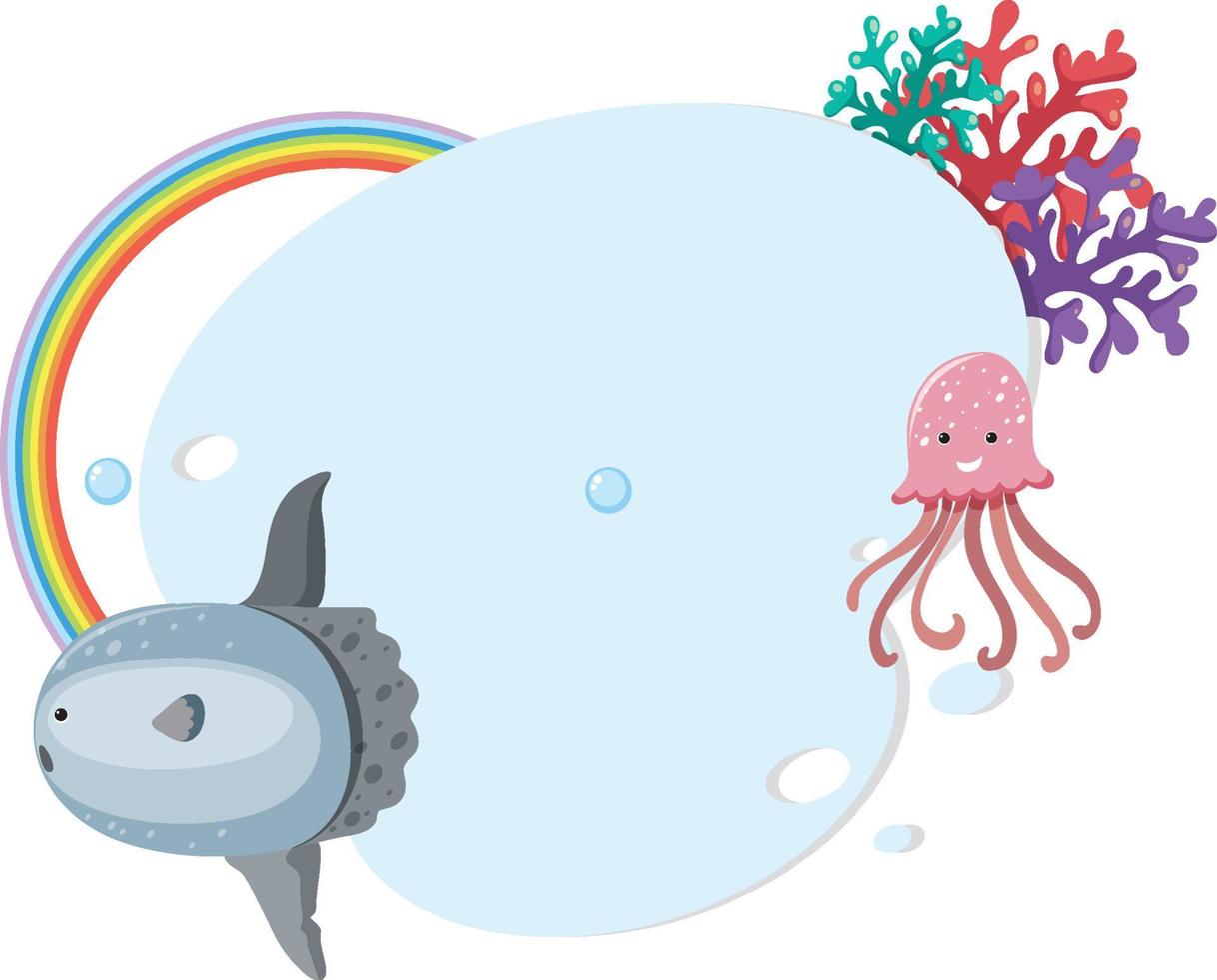 Underwater animals banner template vector