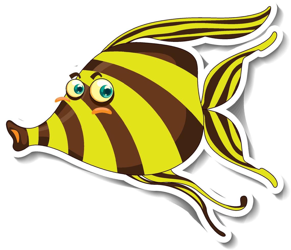 etiqueta engomada de la historieta del animal marino del pez ángel vector