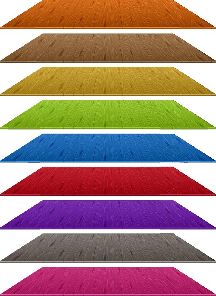 Set of different colour wooden floor tiles isolated on white background vector