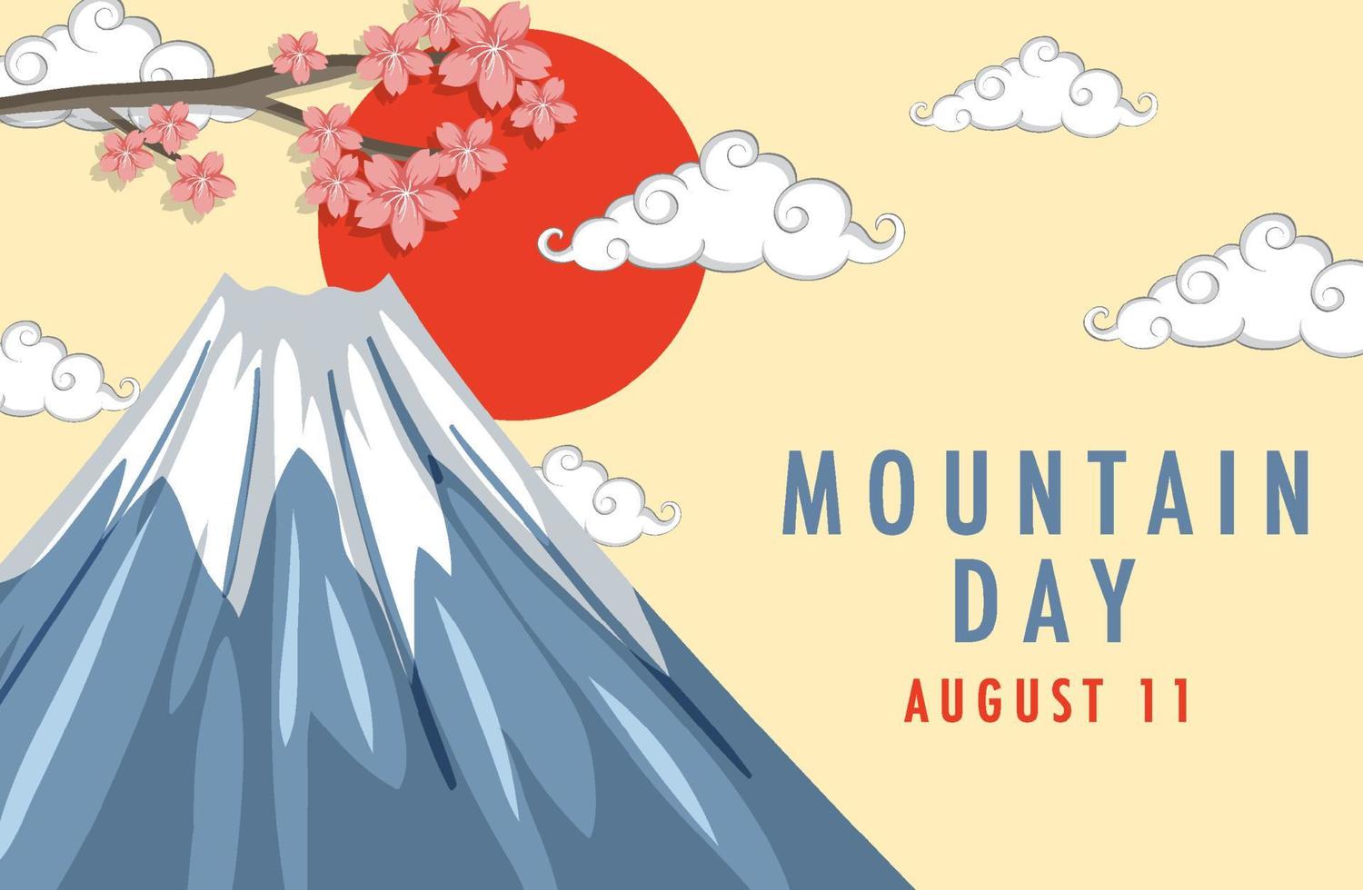 Mountain Day in Japan on August 11 banner with Mount Fuji vector