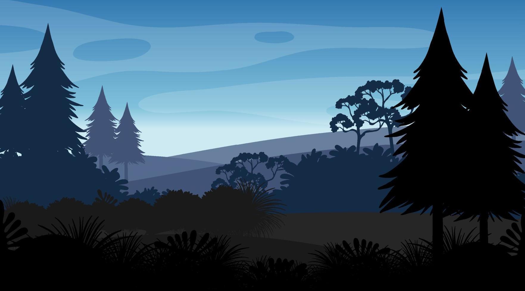 Silhouette forest landscape background vector